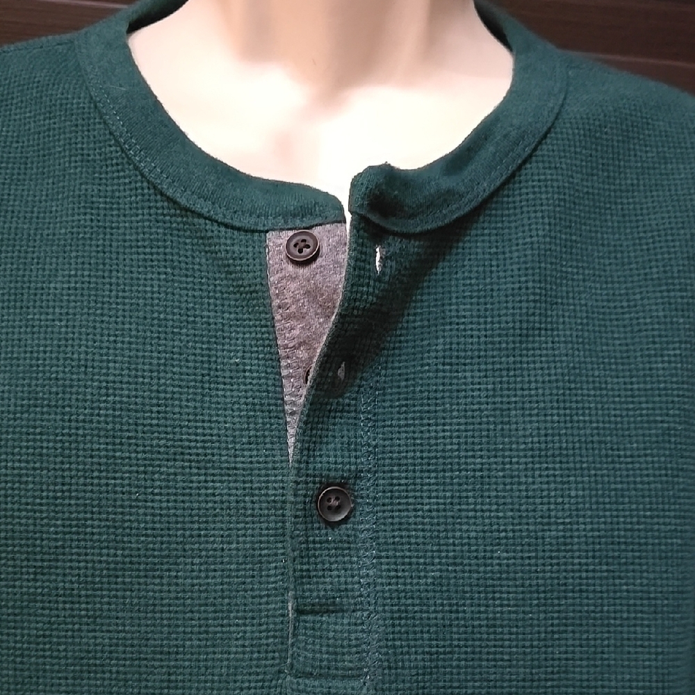 Teal Long Sleeve Henley Shirt